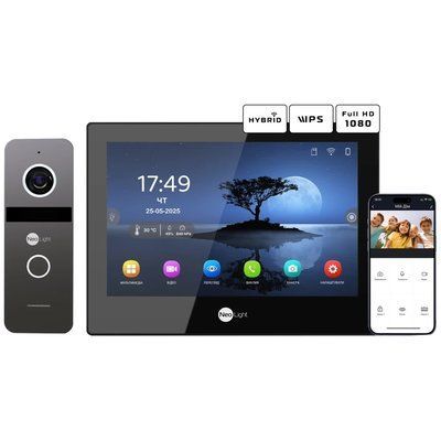 Neolight ALPHA Hybrid Black + SOLO IP Graphite с уголком, PoE адаптер для вызовной панели Комплект видеодомофона 99-00024866 фото