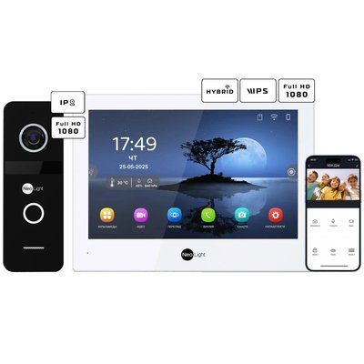 Neolight ALPHA Hybrid + SOLO IP Black с уголком, PoE адаптер для вызовной панели Комплект видеодомофона 99-00024867 фото