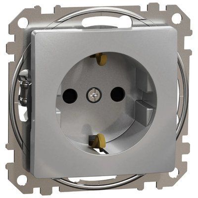 Schneider Electric Sedna Design & Elements SDD113022 з заземленням та шторками Розетка 99-00023401 фото
