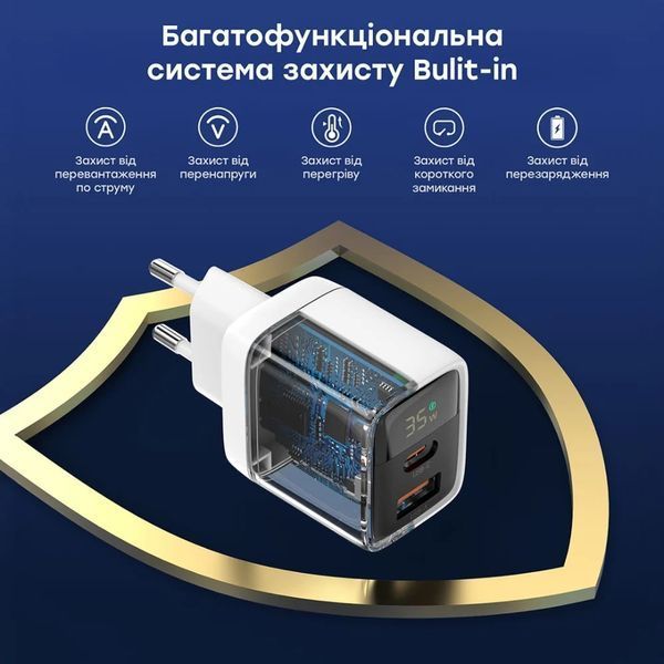 Choetech PD6052 Black PD35W GAN A+C Адаптер 99-10025230 фото