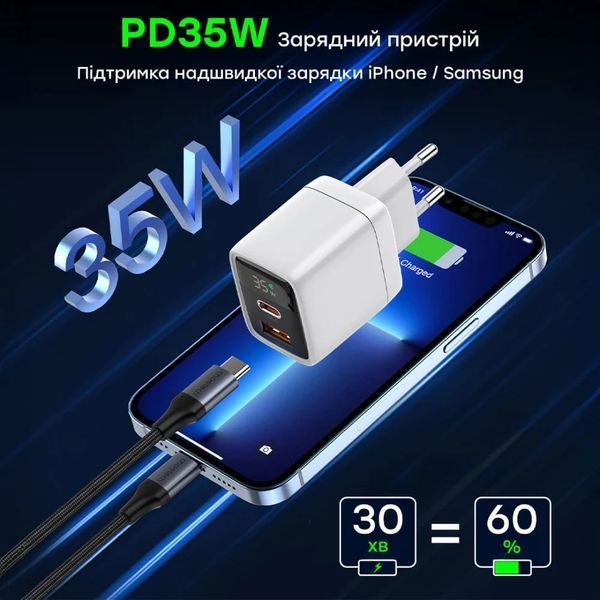 Choetech PD6052 Black PD35W GAN A+C Адаптер 99-10025230 фото