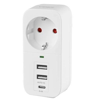 VIDEX ONCORD 1п 2.4A 2USB+USB-C Мережевий адаптер Type-C з заземленням 99-00017541 фото