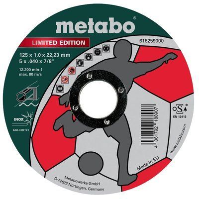 Metabo Limited Edition Soccer (616259000) Відрізний круг по металу 125 x 1,0 x 22,23 мм, Inox, TF 41 99-00015398 фото