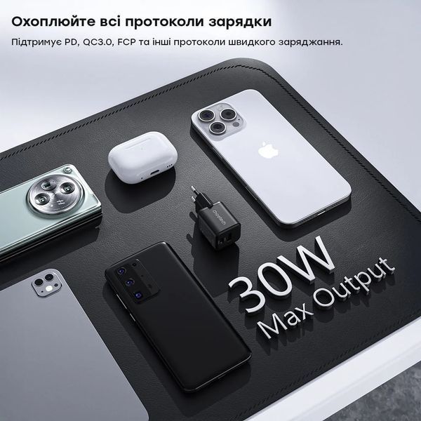 Choetech PD5012 mini Black PD30W GAN A+C Адаптер 99-10025236 фото