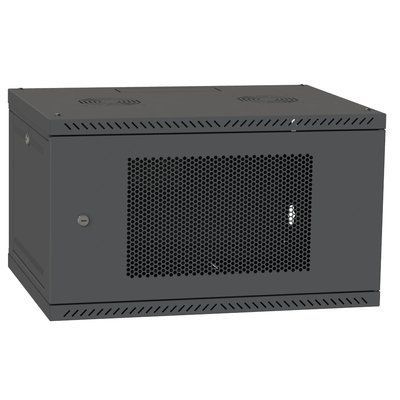 IPCOM 6U 600x450 Шафа телекомунікаційна двері перф (чорна) 99-00017721 фото