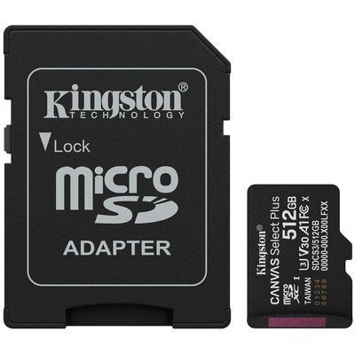 Kingston 512GB microSDXC Canvas Select Plus Gen3 Card + Adapter Модуль флеш-пам'яті 99-10032623 фото