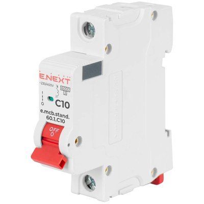 Enext e.mcb.stand.60.1.C10, 1р, 10А, C, 6кА Модульный автоматический выключатель 99-00021445 фото