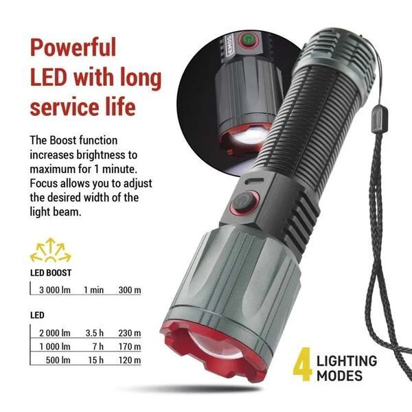 EMOS P3122 3000Lm Li-Ion 5000 мА&bull;ч Фонарь LED 99-10028273 фото
