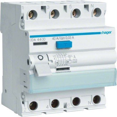 Hager CDA463D Диференційне реле 4P, 6kA, 63A, 30mA, AО: "A" 99-00016349 фото