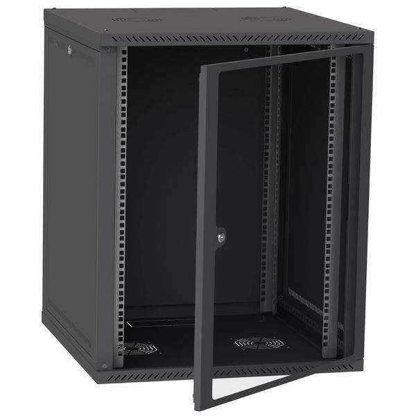 IPCOM СН-18U 600х600 Шафа телекомунікаційна двері скло (чорна) 117597 фото