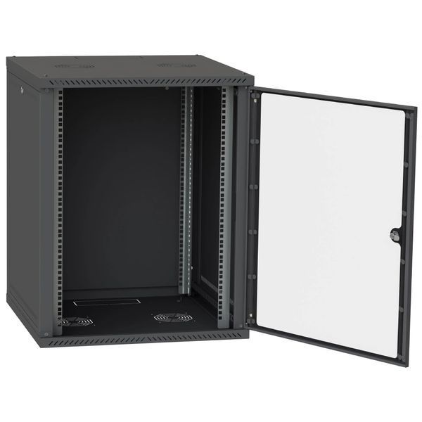 IPCOM СН-18U 600х600 Шафа телекомунікаційна двері скло (чорна) 117597 фото
