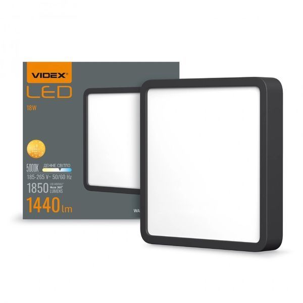 VIDEX 18W 5000K 220V LED светильник накладной квадрат 99-00017502 фото