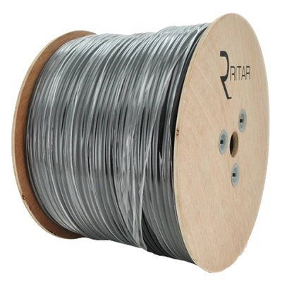 RITAR B305-RG59CU + 2x0.5mm CU, 0,81 мм.CU, 64x0.12m CCA Кабель коаксіальний з живленням 305 м 99-00015508 фото