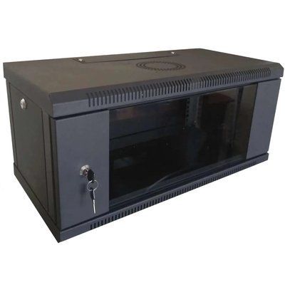 Hypernet WMNC-4U-FLAT-AC-BLACK 4U 600x450 Шафа коммутаційна настінна розбірна чорна 109106 фото