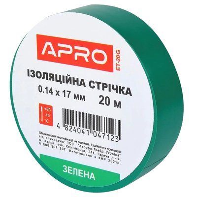 APRO 0.14х17 мм 20 м Iзоляцiйна стрiчка зелена 99-00011184 фото