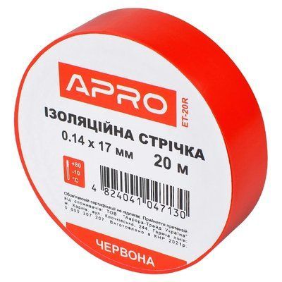 APRO 0.14х17 мм 20 м Iзоляцiйна стрiчка червона 99-00011185 фото