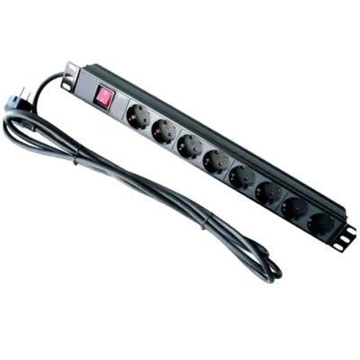 Hypernet SPP8-E Блок 8 розеток 220В 19'' з вимикачем SHUKO 99-00013703 фото