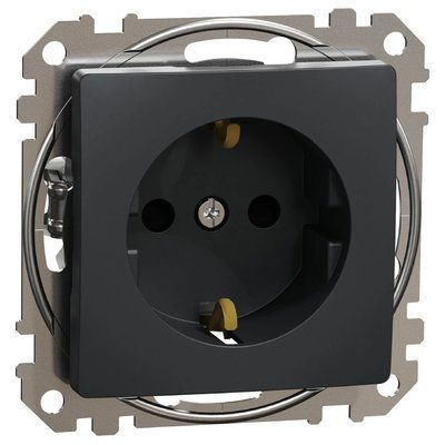 Schneider Electric Sedna Design & Elements SDD114022 Розетка с заземлением и шторками Черный Sedna Design 99-00021767 фото