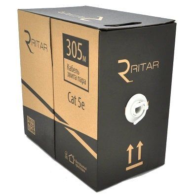 Ritar зовнішній з дротом КНПП UTP (4*2*0.51) 4p 24 AWG ПЕ (305м) чорний Кабель 99-10026897 фото