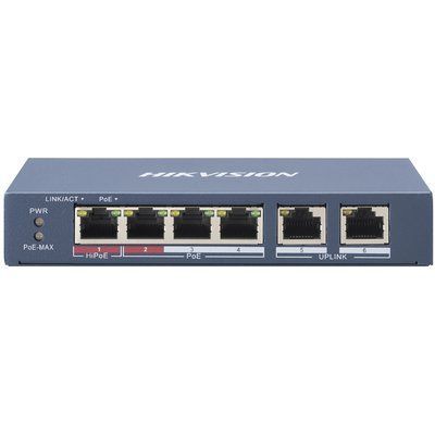 DS-3E0106HP-E/M 4-портовий некерований POE комутатор Hikvision 99-00005011 фото