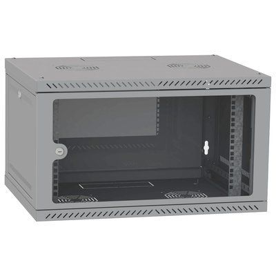 IPCOM 6U 600x600 Шафа телекомунікаційна двері скло (сіра) 99-00021557 фото