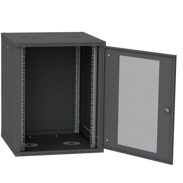 IPCOM 15U 600x600 Шафа телекомунікаційна двері перф(чорна) 99-00021781 фото