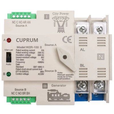 CUPRUM WR2 I-II 100А 2п АВР Перемикач з ручним перемиканням 99-00016864 фото