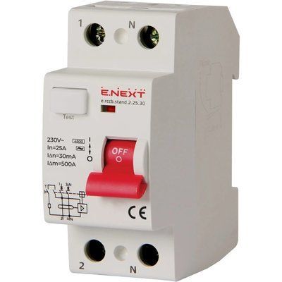 Enext e.rccb.stand.2.25.30 2р, 25А, 30mA Выключатель дифференциального тока 99-00021470 фото
