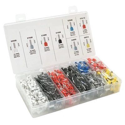 (E0508w-550 E2508b-100,E1008r-350,E1508bl-300,E4009gr-70,E7508gr-400,E6012y-50,E1012r-30) Набір клем/наконечників 1800шт 99-10026182 фото