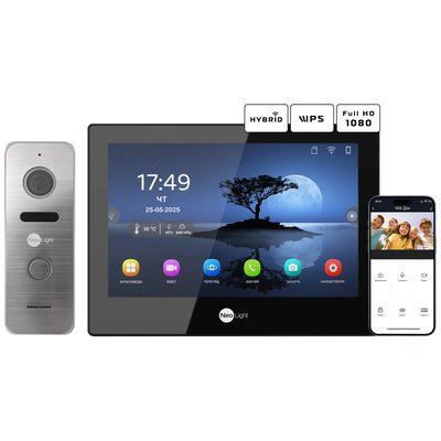 Neolight ALPHA Hybrid Black + PRIME FHD Silver с уголком Комплект видеодомофона 99-00024856 фото
