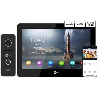 Neolight MEZZO Hybrid Black + PRIME FHD Black с уголком Комплект видеодомофона 99-00024862 фото
