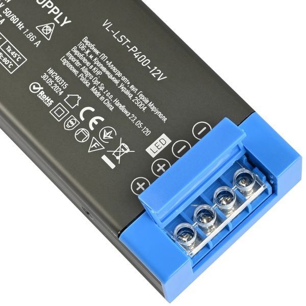 VIDEX (VL-LST-P400-12V) DC12V 33.3A 400W IP20 Блок живлення для LED стрічки 99-00022482 фото