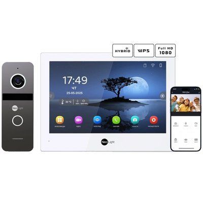 Neolight ALPHA Hybrid + SOLO IP Graphite с уголком, PoE адаптер для вызовной панели Комплект видеодомофона 99-00024865 фото